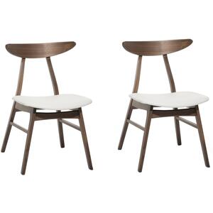Set of 2 Wooden Dining Chairs Dark Wood and Grey LYNN by Beliani