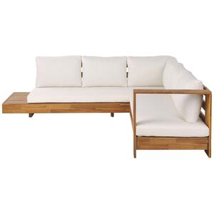 5 Seater Acacia Wood Garden Corner Sofa Set White MARETTIMO by Beliani