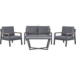 DELIA Outdoor 4 Seater Grey Sofa, Armchairs and Coffee Table Set