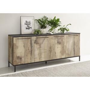 Roma Four Door Sideboard - Natural with Burnt Black Finish by Andrew Piggott Contemporary Furniture
