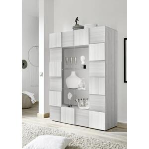 Treviso Two Door Display Cabinet with LED Spotlight - Silver Grey Finish by Andrew Piggott Contemporary Furniture