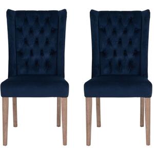 Pair of Richmond Navy Blue Velvet Buttonback Dining Chair by The Libra Company