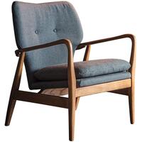 Jensen Vintage Mid-Century Armchair with Wooden Ash Frame in Grey or Natural Linen