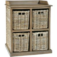 Washed Rattan Four Basket Drawer Storage Unit by The Orchard