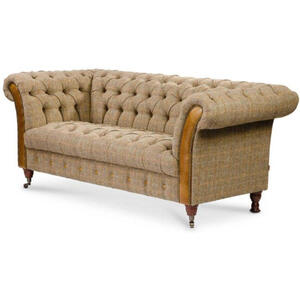 Brown Leather and Tweed Bretby Two Seater Sofa