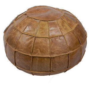 Brown Cerato Leather Pumpkin Pouffe Footstool by The Orchard