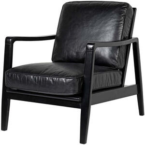 Vintage Black Leather Buckle Armchair