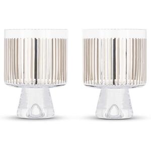 Glass Tumbler with Platinum Stripes Accent - Set Of 2