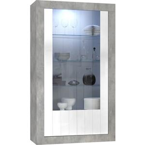 Como Two Door Display Vitrine - Grey and Gloss White Finish