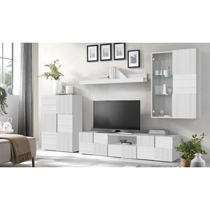 Treviso TV Unit, Sideboard, Wall Display Vitrine and Shelf -Silver Grey Finish
