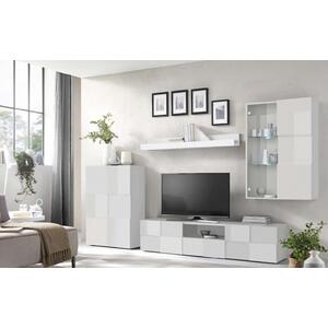 Treviso TV Unit, Sideboard, Wall Display Vitrine and Shelf - Gloss White Finish