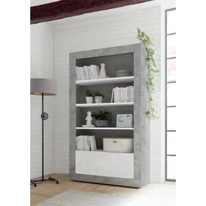 Como Two Door/Four Shelf Bookcase - Grey and Gloss White Finish
