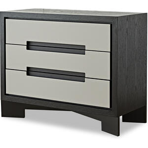 Ardel Black Wenge Chest Of 3 Drawers with Grey Faux Leather Drawers