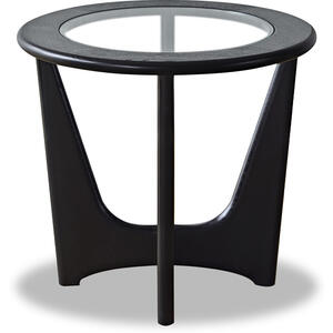 Sculpto '70s Black Wenge and Glass Round Side Table