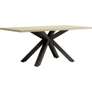 Baxter Natural Wood & Black Metal Star-Leg Rectangular Dining Table