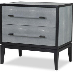Bologna Black Wenge and Grey Faux Leather Bedside Table 2 Drawers