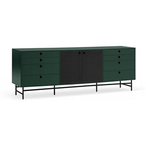 Punto Two Door Eight Drawer Sideboard - Dark Green and Matt Black by Andrew Piggott Contemporary Furniture