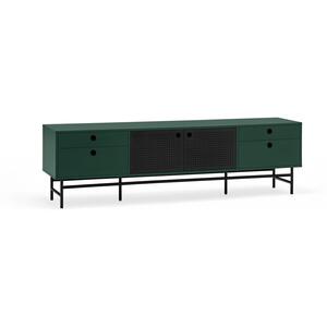 Punto Two Door Four Drawer TV Cabinet - Dark Green and Matt Black by Andrew Piggott Contemporary Furniture