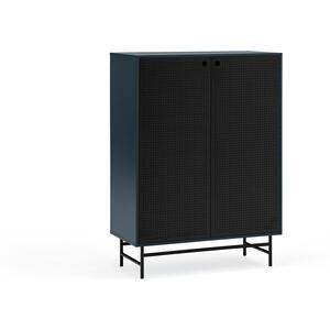 Punto Two Door Four Internal Drawer High Sideboard - Dark Blue and Matt Black by Andrew Piggott Contemporary Furniture
