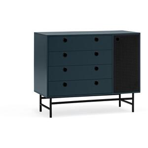 Punto Four Drawer One Door Chest - Dark Blue and Matt Black by Andrew Piggott Contemporary Furniture