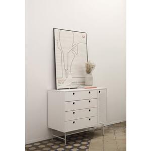 Punto Four Drawer One Door Chest - Matt White Finish by Andrew Piggott Contemporary Furniture