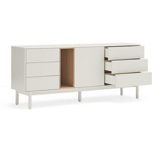 Corvo One Door Six Drawer Sideboard - Pebble White and Light Oak Finish by Andrew Piggott Contemporary Furniture