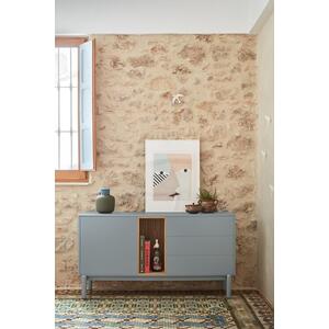 Corvo One Door Three Drawer Sideboard - Grey and Light Oak Finish by Andrew Piggott Contemporary Furniture