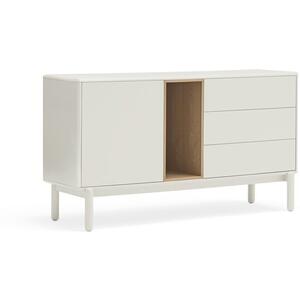 Corvo One Door Three Drawer Sideboard - Pebble White and Light Oak Finish by Andrew Piggott Contemporary Furniture