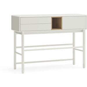 Corvo One Door Two Drawer Console Table - Pebble White and Light Oak Finish
