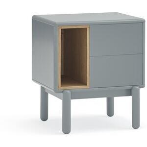 Corvo Two Drawer Night Tables (Pair) - Grey and Light Oak Finish