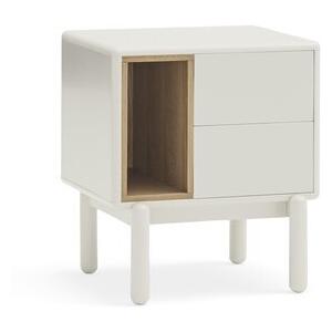 Corvo Two Drawer Night Tables (Pair) - Pebble White and Light Oak Finish by Andrew Piggott Contemporary Furniture