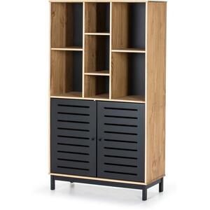 Andrea Two Door Bookcase - Waxed Pine and Matt Black Finish by Andrew Piggott Contemporary Furniture