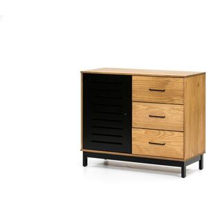 Andrea One Door / Three Drawer Small Sideboard - Waxed Pine and Matt Black Finish by Andrew Piggott Contemporary Furniture