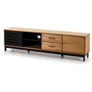Andrea Large TV Cabinet - Waxed Pine and Matt Black Finish by Andrew Piggott Contemporary Furniture
