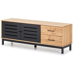 Andrea Small TV Cabinet - Waxed Pine and Matt Black Finish by Andrew Piggott Contemporary Furniture