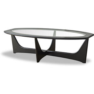 Sculpto '70s Black Wenge & Glass Long Coffee Table