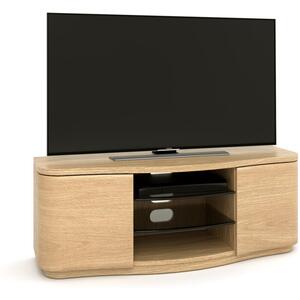 Tom Schneider Serpico Small Curved Wood TV Media Unit 2 Doors with 2 Glass Shelves 120cm Wide