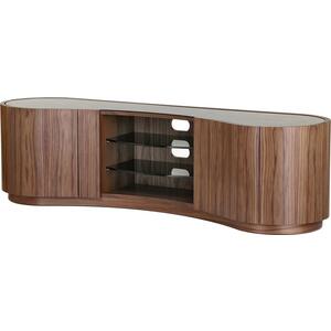 Tom Schneider Swirl Large Curved Wooden TV Media Cabinet with Glass Top and Shelves 180cm Wide