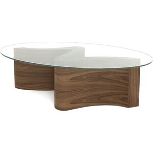 Tom Schneider Serpent Large Curved Wood Coffee Table with Oval Glass Top 180 x 100cm