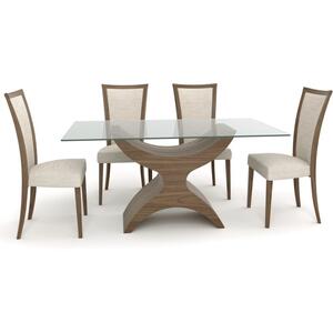 Tom Schneider Atlas Curved Wooden Dining Table with Extra Small Rectangular Glass Top 160 x 90cm by Tom Schneider