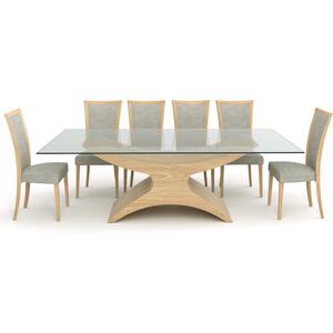 Tom Schneider Atlas Curved Wooden Dining Table with Large Rectangular Glass Top 240 x 130cm