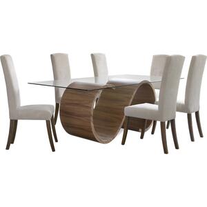 Tom Schneider Swirl Curved Wood Dining Table with Medium Rectangular Glass Top 210 x 110cm
