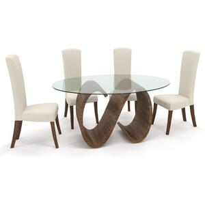 Tom Schneider Swirl Curved Wood Dining Table with Small Oval Glass Top 160 x 120cm by Tom Schneider