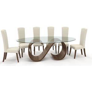 Tom Schneider Swirl Curved Wood Dining Table with Large Oval Glass Top 230 x 130cm