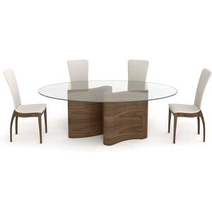 Tom Schneider Serpent Curved Wood Dining Table with Small Oval Glass Top 160 x 120cm
