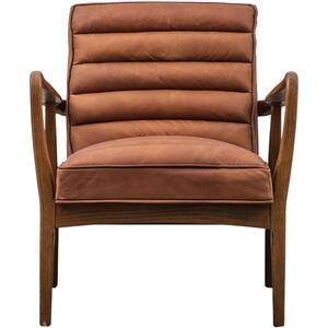 Datsun Mid-Century Vintage Leather and Wood Armchair in Brown or Ebony
