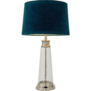 Winslet Trendy Glass Table Lamp with Teal or Grey Velvet Shade