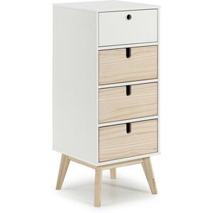Kiara Tall Chest of Drawers - White and Light Pine Finish by Andrew Piggott Contemporary Furniture