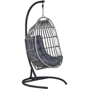 Sesia PE Rattan Hanging Chair with Stand in Dark or Light Grey