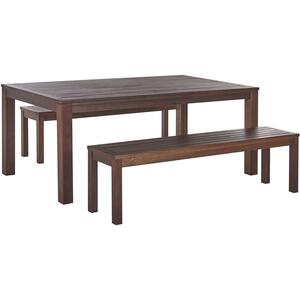 6 Seater Eucalyptus Garden Dining Set Table and Benches Natural TUSCANIA  by Beliani